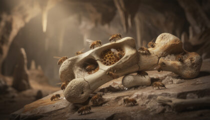 bees nesting in fossils