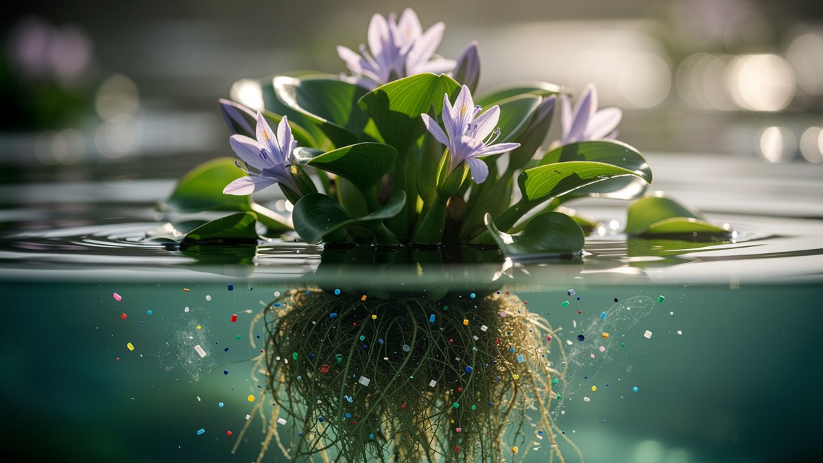 water hyacinth microplastic removal